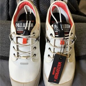 6-5. Palladium Men's or Women’s White and Orange Waterproof Sneakers